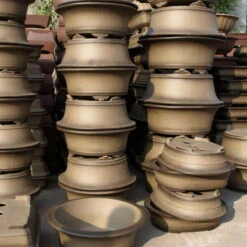 Bonsaischale 19.5x19.5x12cm Antik-Grau Quadratisch Unglasiert -Bonsai Verkaufe h20 891 ag6