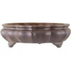 Bonsaischale 25x25x8cm Antik-Grau Rund Unglasiert -Bonsai Verkaufe h25 639 ag