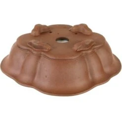 Bonsaischale 26x23.5x8cm Antik-Braun Lotusförmig Unglasiert -Bonsai Verkaufe h26 888 ab2