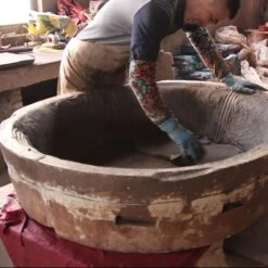 Bonsaischale 27.5x27.5x11.5cm Braun Rund Unglasiert -Bonsai Verkaufe h28 617 b3