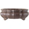 Bonsaischale 32x32x12.5cm Antik-Grau Rund Unglasiert -Bonsai Verkaufe h32 639 ag