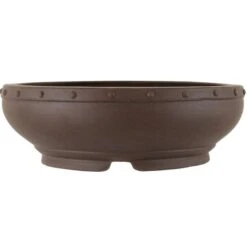 Bonsaischale 32.5x32.5x10cm Dunkelbraun Rund Unglasiert