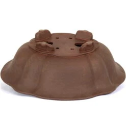 Bonsaischale 39x35x12.5cm Braun Lotusförmig Unglasiert -Bonsai Verkaufe h39 894 b2