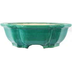 Bonsaischale 39x39x12.5cm Blaugrün Sechseckig Glasiert