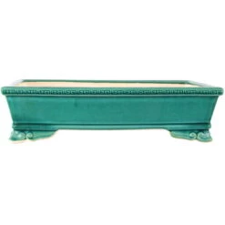 Bonsaischale 39.5x26.5x10cm Blaugrün Rechteckig Glasiert