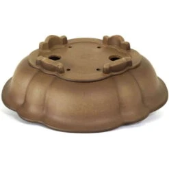 Bonsaischale 39.5x34.5x11cm Antik-Grau Lotusförmig Unglasiert -Bonsai Verkaufe h40 904 ag2