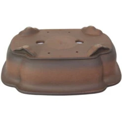 Bonsaischale 40x30.5x12.5cm Antik-Braun Lotusförmig Unglasiert -Bonsai Verkaufe h40 908 ab2