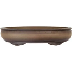 Bonsaischale 45.5x36.5x10cm Antik-Grau Oval Unglasiert