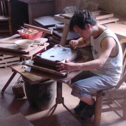 Bonsaischale 50x39.5x9cm Antik-Braun Rechteckig Unglasiert -Bonsai Verkaufe h50 029 ab4