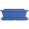 Bonsaischale Mit Untersetzer 25x19.5x8.5cm Blau Rechteckig Glasiert -Bonsai Verkaufe n25 050 bl