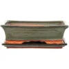 Bonsaischale Mit Untersetzer 28x18x8cm Grün Rechteckig Glasiert -Bonsai Verkaufe n28 017 g