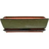 Bonsaischale Mit Untersetzer 33.5x20.5x8.5cm Grün Rechteckig Glasiert