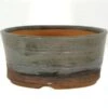 Bonsaischale 16x16.5x7.5cm Stahlblau Rund Glasiert