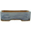 Bonsaischale 23x17.5x7cm Stahlblau Achteckig Glasiert