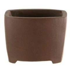 Bonsaischale 5.7x4.5x4.5cm Handarbeit Braun Rechteckig Unglasiert