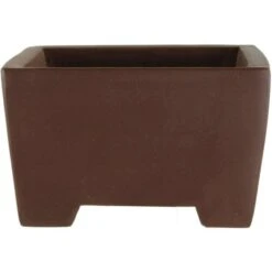 Bonsaischale 8x8x4.5cm Handarbeit Braun Quadratisch Unglasiert